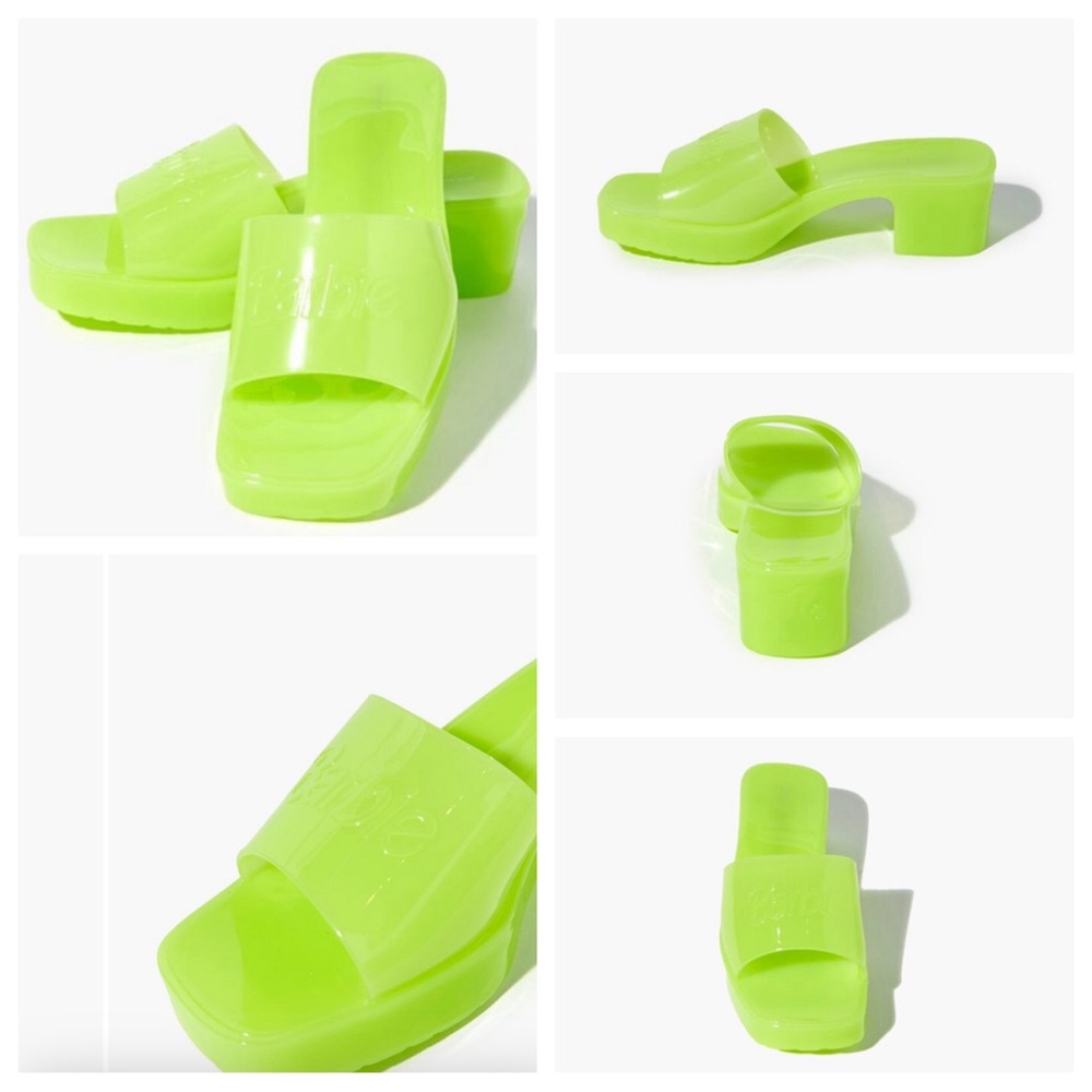 Barbie Glitter Jelly Block Sandal Heels x Forever 21 Lime Green size 8